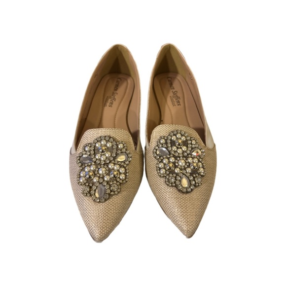 Carmen Steffens Comfort Pointy Jeweled Toe Flat Shoes, Size 9.5 - Picture 1 of 7